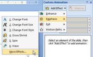 Apa yang harus dipilih untuk menambahkan efek animasi pada power point 2007....