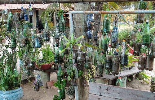 vertikal garden dari botol bekas
